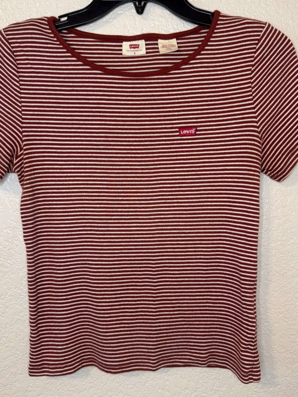 Levi's Red and White Striped Short Sleeve Tee